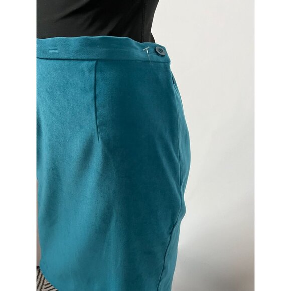 Leslie Fay Womens Turquoise Pencil Skirt 6P Polyester/Spandex Mid-Length - Picture 2 of 16